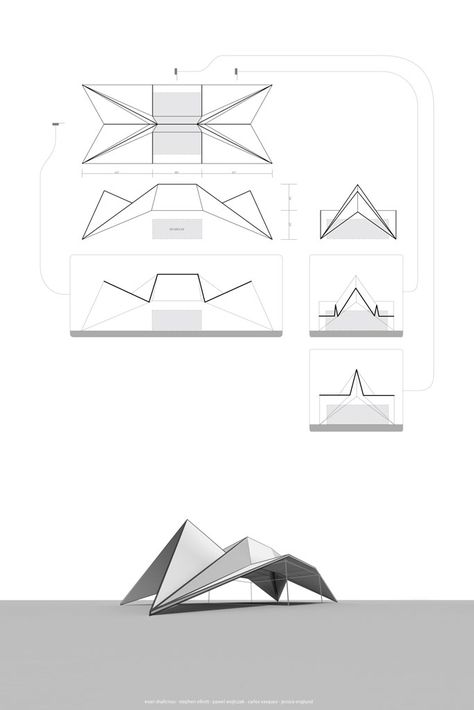 Folded Structure by eshallx on DeviantArt Plan Concept Architecture, Architecture Origami, Folding Architecture, Folding Structure, Origami Architecture, Concept Models Architecture, Pavilion Architecture, Architecture Concept Diagram, Roof Architecture