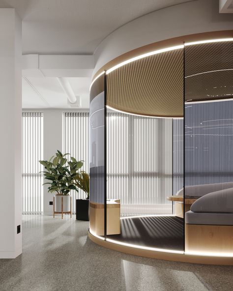 Round Office Design, Futuristic Office Interior, Futuristic Office, Round Room, Futuristic Interior Design, Lounge Interiors, Smart Office, Lobby Interior, Futuristic Interior