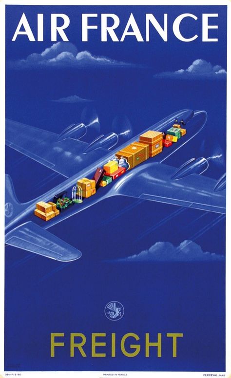 Air France Print was designed in Paris by Atelier Perceval as an advertisement for the venerable airline. Airplane Poster, On The Wings Of Love, Vintage Airline Posters, Aviation Posters, Transportation Poster, Airline Travel, Art Deco Poster, Vintage Airlines, Air Cargo