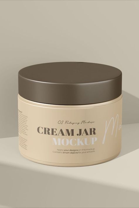 Plastic Cream Jar - PSD Mockup. High-quality 3D Render: PSD file; smart objects; organized and named layers; editable colors; separate shadow layer. Dimensions: 6000x4000px / 300dpi #mockup #psdmockup #packagedesign #Plastic #jar #cosmetic #etsy Cosmetics Mockup, Jar Mockup, Jar Design, Product Mockup, Plastic Jars, 3d Render, Cookie Dough Cafe, Skin Cream, Talenti Ice Cream