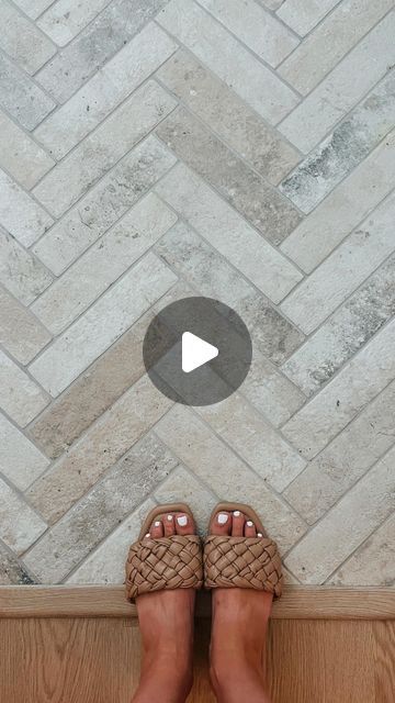 Heather on Instagram: "these floors 🤍 

One of my first tile picks for the house! I fell in love with these brick like floors the moment I saw them!! I wanted something fun for the laundry room, so we did a herringbone pattern and it turned out perfect 🤍

⬇️DETAILS⬇️ 
✨Manufacturer: BPI
✨Style: Crescent City 
✨Color: Uptown
✨Tile size: 2x10 

#laundryroom #laundryroomgoals #laundryroomdesign #laundryroommakeover #remodel #newbuildinspo #homeinspo #myhome2inspire #homedecor #decorinspo #mixerofstyles #ａｅｓｔｈｅｔｉｃ #modernfarmhouse #herringbone #herringbonetile #tiledesign #tile #tiles #homedecorlovers #homeinteriors #homeinterior #homeinspoforyou #homestyling #homestylinginspo #homedesign #interiordesign #buildingtips #laundryroominspo" Large Tile Herringbone Floor, Herringbone Entryway Tile, Herringbone Laundry Room, Tile Foyer Entryway, Herringbone Marble Tile Floor, Laundry Room Floor Ideas, Herringbone Entryway, Tile Herringbone Floor, Entryway Flooring Ideas