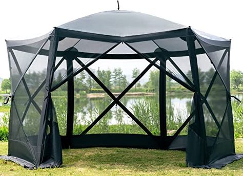 *SPACIOUS AND VENTILATED: 11.5 x 11.5 ft netting screen room is big enough for 8 adults and camping equipment. 6 mesh panels provide ventilation and physical isolation in hot summer.
*The top cover of the screen tent is made of 200D polyester with UV protection 50+. Waterproof fabric can withstand light rain for a short time. 19 stakes and 6 tie-down ropes are included for added stability in windy condition Hub Design, Camping Gazebo, Tent For Camping, Backyard Tent, Screen Tent, Pop Up Gazebo, Screened Gazebo, House Tent, Gazebo Tent