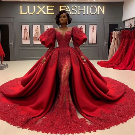 Luxe illustration | Comment your favorite color 🔥 Designs @luxe_illustration What we do : -Help bring fashion ideas to life -Help communicate fashion… | Instagram Luxurious Red Dress, Gorgeous Prom Dresses Classy, Red Gala Dresses, Pedi Dresses, Red Wedding Gowns, Red Evening Gowns, Wedding Dress Bustle, Red Wedding Dress, Glam Dress