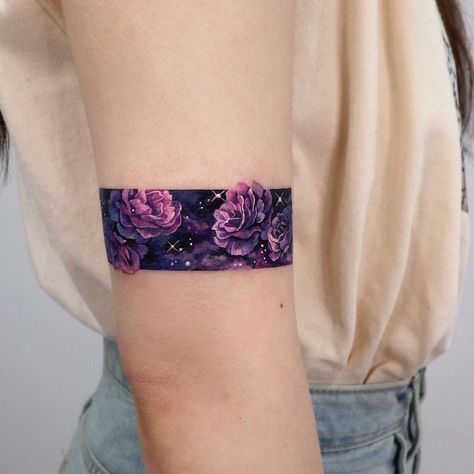 Arm Band Tattoo Cover Up Ideas, Cuff Tattoo Cover Up, Around Forearm Tattoo Wrap, Cover Up Tattoos For Words, Armband Coverup Tattoo, Wrap Around Arm Cover Up Tattoo, Word Coverup Tattoo, Colourful Cover Up Tattoo, Wrap Around Wrist Tattoos Cover Up