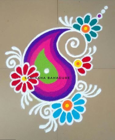 Labh Pancham Rangoli, Simple Flower Design Rangoli, Small Rangoli Designs, Rangoli Designs For Competition, Very Easy Rangoli Designs, Rangoli Designs Simple Diwali, Rangoli Simple, Aari Design, Easy Rangoli Designs Diwali