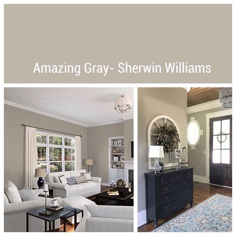 Four Paint Colors That Will Sell Your Home - Favorite Paint Colors Blog Amazing Grey Sherwin Williams, Amazing Gray Sherwin Williams, Amazing Gray Paint, Gray Living Room Paint Colors, Sherwin Williams Amazing Gray, Gray Sherwin Williams, Flip Houses, Amazing Gray, Living Room Dining Room Combo