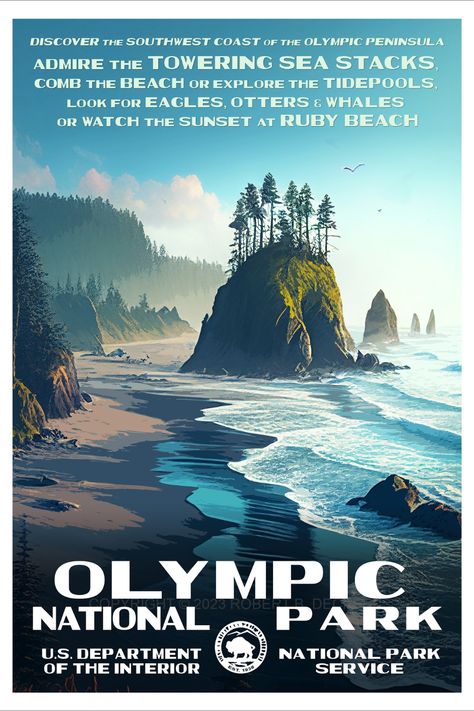 Olympic National Park | Olympic National Park Photography | National Park Aesthetic | Sea Aesthetic | Beachy Art Decor | Nature Photography | Nature Photography Ideas | Nature Photography Landscape | Photographs Of Nature | Photography Scenery | Landscape Photos Nature | Landscape Pics Camping Illustration, Olympic National Park Washington, American National Parks, Anderson Design Group, Vintage Poster Design, Olympic Peninsula, Retro Travel Poster, Beach Posters, Online Posters