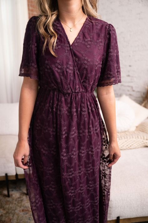 The ‘Helen’ Embroidered Mesh Maxi is a unique maxi with a wrap style top, and a gorgeous embroidered mesh overlay. It’s stylish and dressy, perfect for holiday parties and church services. Plum Leaves, Winter Maxi, Embroidered Mesh Dress, Mesh Overlay, Large Bust, Mesh Dress, Small Bust, Wrap Style, Holiday Parties