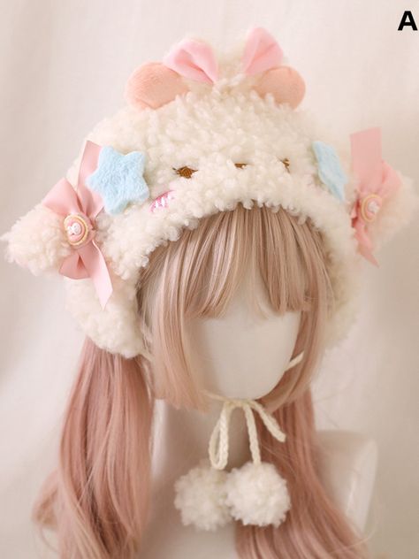 The price is for a hat only, others are not included.  The stars and bowknots are detachable. Cutecore Hairstyles, Mona Core, Cute Outfits With Hats, Kawaii Hats, Star Hats, Aesthetic Hats, Lamb Ears, French Dresses, Accesorios Aesthetic