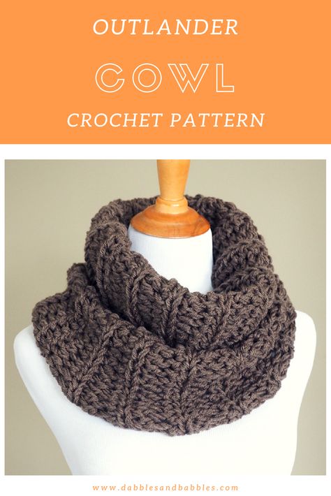 Outlander Crochet, Outlander Cowl, Outlander Knitting Patterns, Crochet Cowl Scarf, Outlander Knitting, Cowl Crochet Pattern, Crochet Cowl Free Pattern, Crochet Cowls, Knitted Cowl