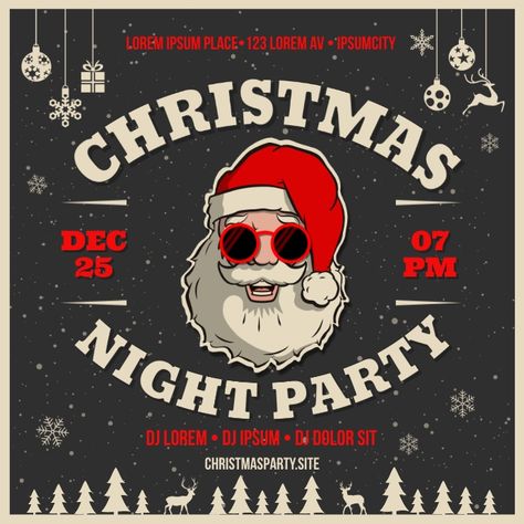 CHRISTMAS PARTY BANNER Christmas Party Banner, Christmas Party Poster, Banner Templates, Christmas Banner, Dj Party, Party Poster, Party Banner, Can Design, Banner Template