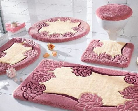 Bathroom Mat Ideas, Modern Bathroom Rug, Pink Bathroom Rugs, Round Bath Rug, Bathroom Runner Rug, Washable Bathroom Rugs, Eclectic Bathroom, Bathroom Mat Sets, Toilet Rug