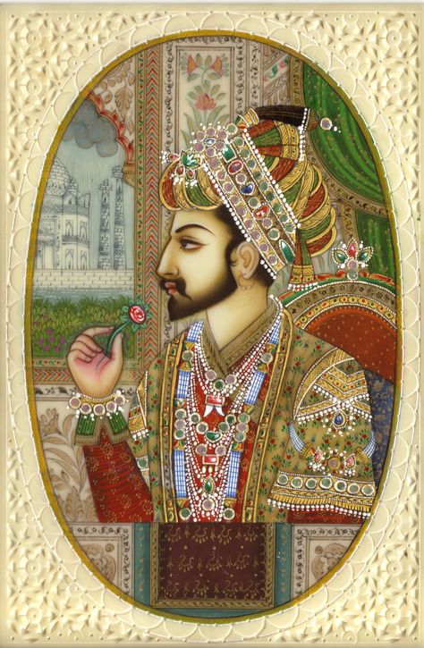 Shah Jahan Rajasthani Miniature Paintings, Mumtaz Mahal, Mughal Miniature, Mughal Miniature Paintings, Rajasthani Painting, Shah Jahan, Middle Eastern Art, Mughal Art Paintings, Rajasthani Art