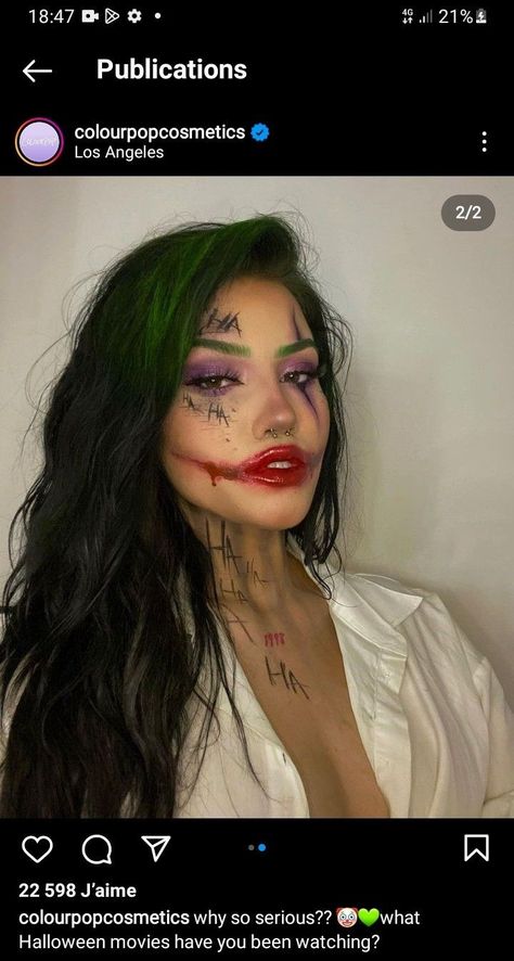 Diy All Black Halloween Costume, Festival Halloween Outfit, Joker Ideas Costumes, Joker Halloween Women, Joker Hairstyle Women, Joker Costume Ideas Female, Joker Woman Makeup, Met Gala Halloween Costume, Joker Makeup Look