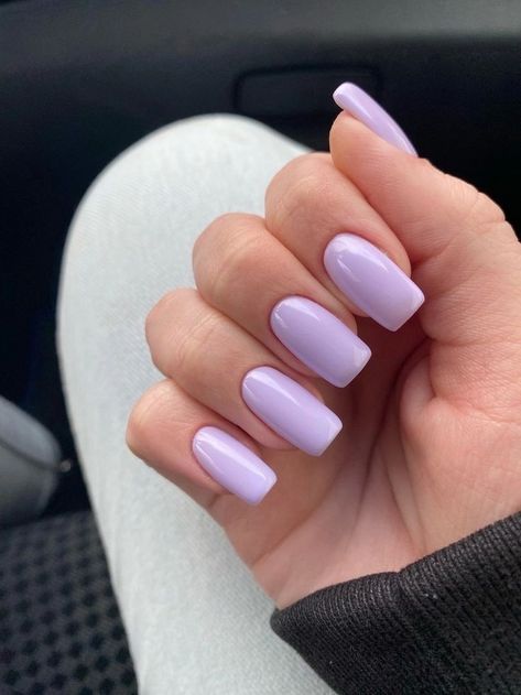 Spring Nails 2024 Lavender, Square Lavender Nails, Short Nails Inspiration Spring, Lavender Nails Square, Lilac Nails Short, Short Lilac Nails, 2024 Spring Nails, Lavender Color Nails, Lilac Nails Acrylic