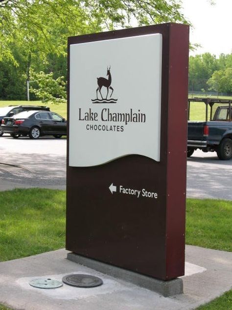 Signage Board, Company Signage, Monument Signs, Exterior Signage, Boutique Decor, Shop House Ideas, Lake Champlain, Outdoor Signage, Premium Chocolate