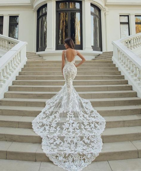 All about the train 😍✨ Dress by @enzoani ❤️ Mermaid Tail Wedding Dress, Wedding Dresses Lace Mermaid, Pnina Tornai Wedding Dress, Dress Train, Boheme Chic, June Wedding, Dream Wedding Ideas Dresses, Classic Wedding Dress, Lace Wedding Dresses