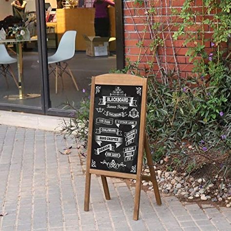 UNHO Wooden A Frame Chalkboard Sign Standing Pavement Chalkboard Easel Magnetic Chalkboard Display Stand Sandwich Board for Home Bar Countertop Cafe Restaurant Wedding: Amazon.co.uk: Office Products Standing Menu Board, Birthday Cake Brownies, Chalkboard Easel, Chalkboard Stand, Slate Board, Menu Stand, Board Stand, Restaurant Specials, Sandwich Board