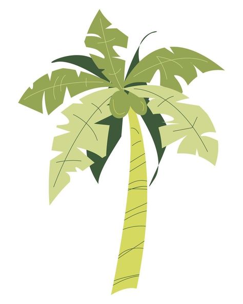 coconut tree icon. concept of plant, tree, green, fruit, nature, etc. flat vector illustration Coconut Tree Vector Illustration, Coconut Tree Illustration, Heritage Illustration, Vector Cityscape, Wedding Illustration Card, Hug Illustration, Mini Studio, Tree Doodle, Coconut Leaves