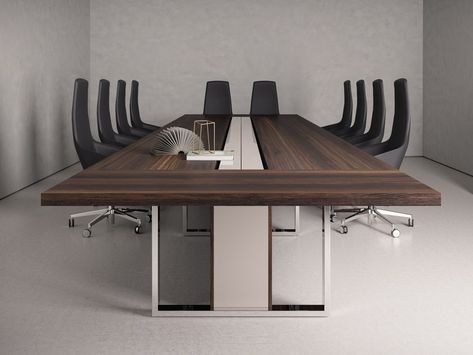 Rectangular wooden meeting table with cable management BOARD | Meeting table by Sinetica Meeting Room Design Office, Modern Conference Table Design, Classic Office Furniture, Conference Table Design, Meeting Table Office, Apartemen Studio, Conference Room Design, Modern Conference Table, Meeting Room Design