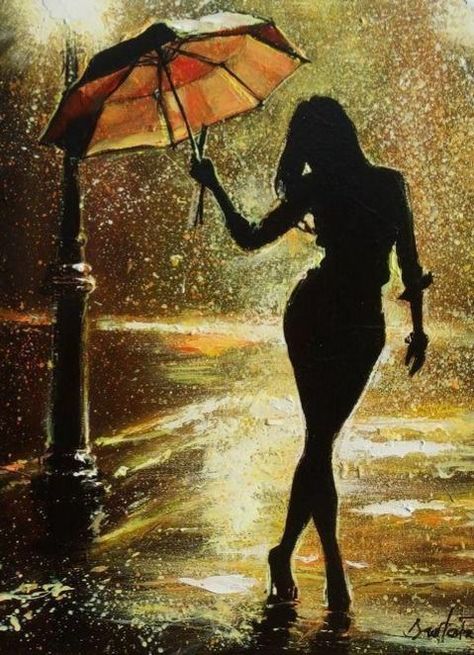 Painting Of A Woman, Rain Art, Umbrella Art, Photographie Portrait Inspiration, Female Art Painting, Walking In The Rain, Amazing Art Painting, Diy Art Painting, Girly Art