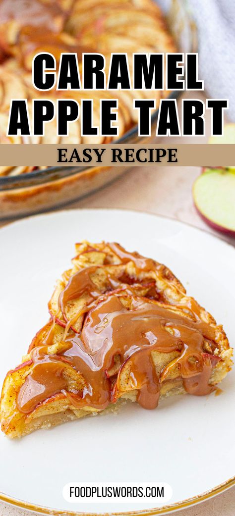 This easy-to-follow caramel apple tart recipe combines a flaky pie crust with a delectable apple filling, all drizzled with a delightful salted caramel sauce. Perfect for indulging in the flavors of fall! Caramel Apple Tart Recipe, Apple Tart With Caramel Sauce, Salted Caramel Apple Tart, Apple Caramel Tart, Apple Tarts Recipe Easy, Apple Tart Recipe Easy, Caramel Apple Tartlets, Caramel Apple Pie Filling, Easy Apple Tart