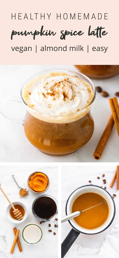 Pumpkin Almond Milk Creamer, Pumpkin Creamer Almond Milk, Healthy Psl, Drinks With Almond Milk Healthy, Almond Milk Pumpkin Spice Creamer, Almond Milk Latte Recipe, Pumpkin Spice Almond Milk, Healthy Pumpkin Spice Latte Starbucks, Chia Tea Latte Recipe