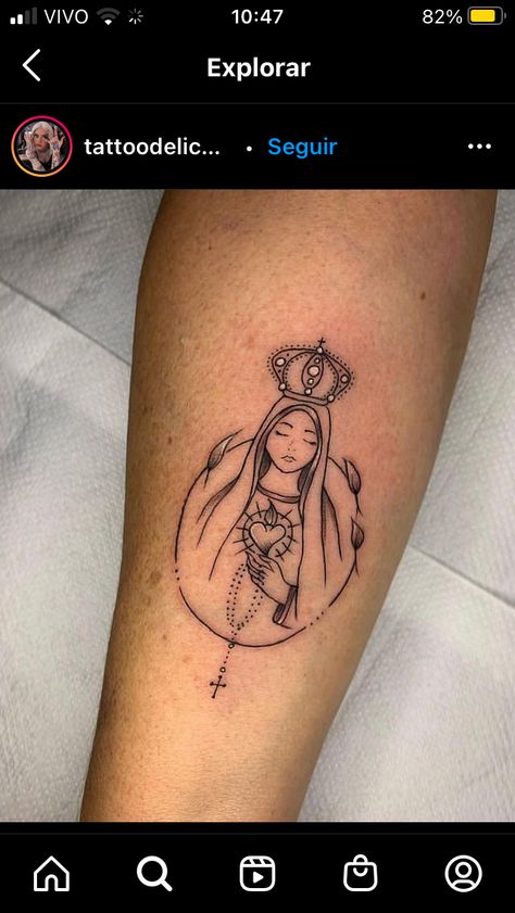 Mother Mary Tattoos, Small Feminine Tattoos, Cupcake Tattoos, Catholic Tattoos, Minimal Nature, Mary Tattoo, Tattoo Minimal, Cross Tattoos For Women, Mother Tattoos