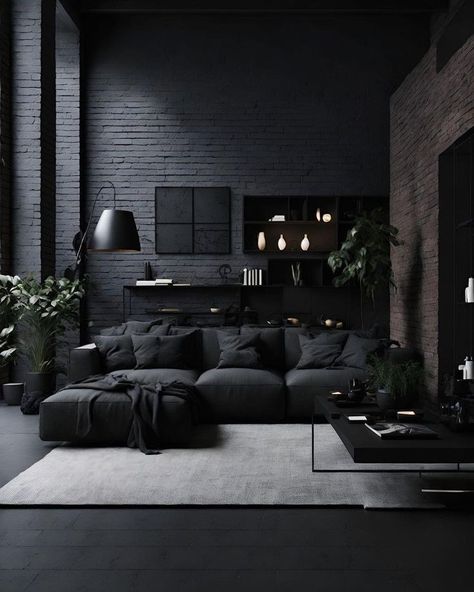 Apartment Aesthetic Black, Luxury Bachelor Pad, Male Apartment, Studio Apartment Living, Pretty Houses, Men Apartment, Apartment Aesthetic, Bachelor Pad, Aesthetic Black