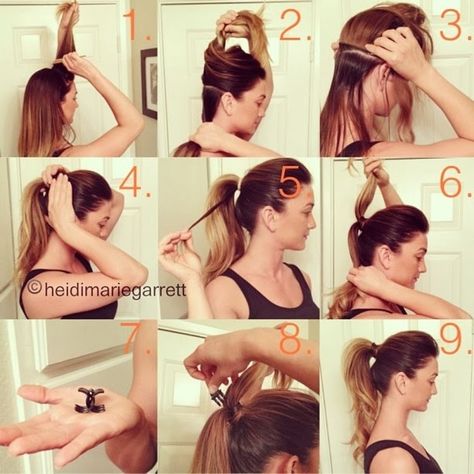 Perfect Ponytail: IF YOU HAVE THICK HAIR, use two ponytail rubber bands. secure the butterfly clip under the top section of the ponytail. (it acts as a "Bump-It" for your pony) you can also lightly tease the top section to create more lift. Fuller Ponytail, Ponytail Tutorial, Perfect Ponytail, Front Hair, Fuller Hair, Hair Envy, Hair Dos, Ponytail Hairstyles, Hair Day