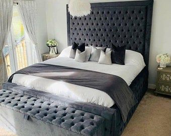 LoveMyBedss by LoveMyBedss on Etsy Tall Bed Frame Ideas, Tall Bed Frame, Escuela Diy, Chesterfield Bed, Bed Frame Sizes, Bespoke Beds, Luxury Room Bedroom, Upholstery Bed, Wingback Bed