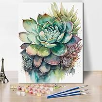 Diy Oil Painting, Plant Diy, Succulent Painting, Picture Canvas, Watercolor Succulents, Painting Activities, Diy Oils, Watercolor Flower Art, Acrylic Paint Set