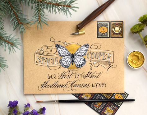 2021 at TPK: Year in Review – The Postman's Knock Learn Modern Calligraphy, Mail Art Envelopes, Faux Calligraphy, Watercolor Circles, Envelope Lettering, Calligraphy Envelope, Butterfly Printable, Envelope Art, Gold Watercolor