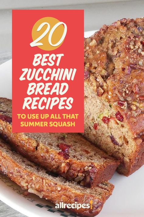 20 Best Zucchini Bread Recipes to Use Up All That Summer Squash | "Not only is it very easy to make, there are endless ways you can change up the flavors, and you can make it low-fat, low-sugar, vegan, or gluten-free zucchini bread." #bread #breadrecipes #zucchinibread #zucchinibreadrecipes Summer Squash Bread, Savory Zucchini Bread, Zucchini Frittata Recipe, Blueberry Zucchini Bread, Spiced Zucchini, Vegan Zucchini Bread, Gluten Free Zucchini Bread, Squash Bread, Lemon Zucchini Bread