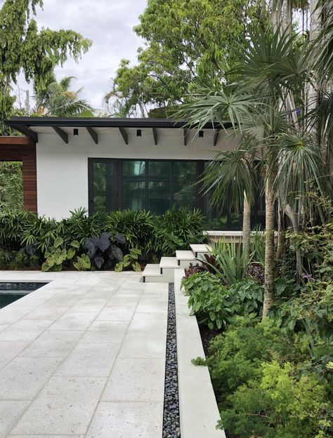 Photo 15 of 23 in Before & After: A Modest Midcentury in Miami Expands Around a Lush Courtyard - Dwell Brillhart Architecture, Outdoor Lounge Area, Florida Design, Wood Pergola, Waterfall Features, Areas Verdes, Whimsical Garden, Tropical Houses, Tropical Landscaping