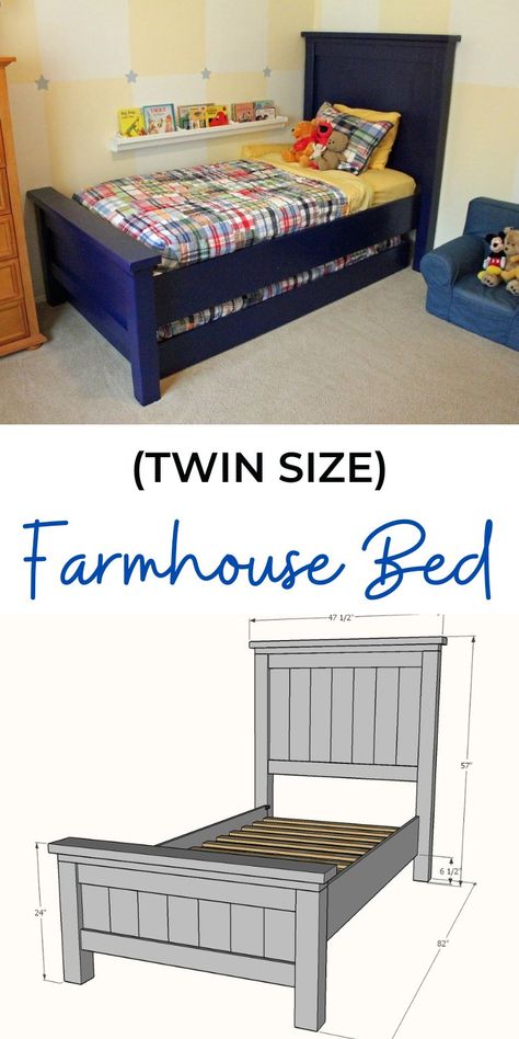 Twin Size Bed Frame Ideas, Twin Size Bed Frame Diy, How To Make A Twin Bed, Easy Diy Twin Bed Frame, Diy Twin Headboard Ideas, Build Twin Bed Frame, Twin Bed Diy, 2x4 Twin Bed Frame, Twin Bed Frame Diy