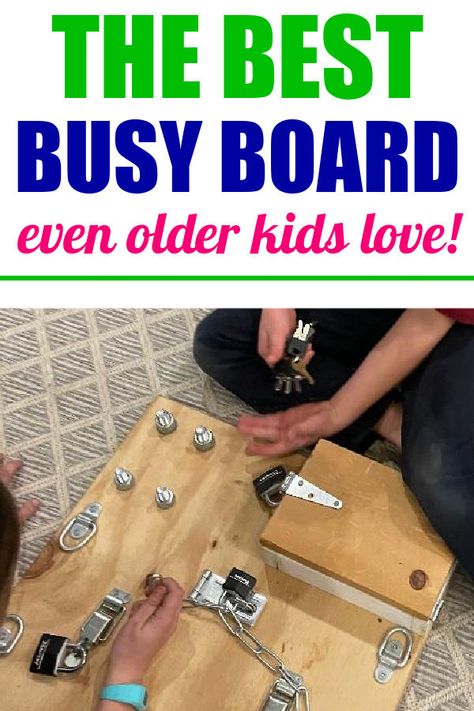 Super interactive DIY Montessori Busy Board for older kids to spend hours locking and unlocking. This toy will be used for many years. Busy Boards Diy, Diy Busy Board Wall, Toddler Busy Board Diy, Homemade Busy Boards For Toddlers, Montessori Board Diy, Diy Busy Board Toddler, Busy Boards For Toddlers Diy, Make A Busy Board, Diy Lock