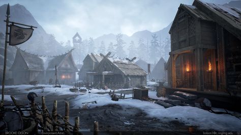 80.lv articles brooke-olson-northern-architecture-for-gamedev Viking Village, Fantasy Village, Dining Hall, Fantasy City, Fantasy Setting, Fantasy Places, Wow Art, Fantasy Art Landscapes, Fantasy Concept Art