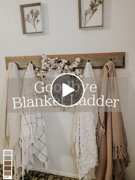 Lemon8 · Are Blanket ladders out of style? · @Kaihla Blanket Rack Ideas Living Room, Hanging Blankets, How To Style Blanket Ladder, Blanket Hooks On Wall, Hanging Scarves, Blanket Rack, Diy Blanket Ladder, Blanket Ladder, Living Room Decor Inspiration