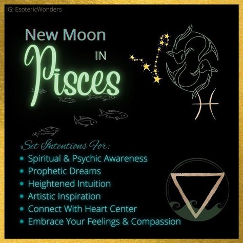 New Moon In Pisces 2024, Pisces New Moon, Witch Info, Witch Astrology, Moon Pisces, New Moon In Pisces, Pisces Color, Moon In Pisces, Moon Vibes