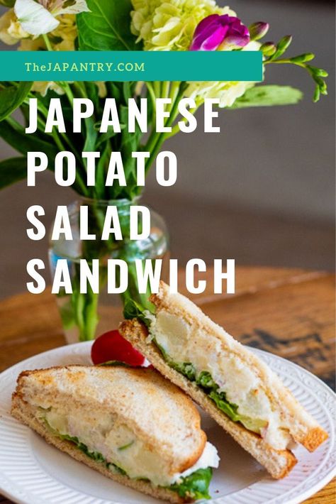 Learn how to make the creamy, crunchy Japanese potato salad and the sandwich!  #japanesefood #japaneserecipes #japanesefoodrecipes #asianfood Potato Sandwich Recipes, Potato Salad Sandwich, Japan Islands, Japanese Sandwiches, Chef Taro, Salad Japanese, Japanese Vegetarian Recipes, Japanese Potato Salad, Japanese Sandwich