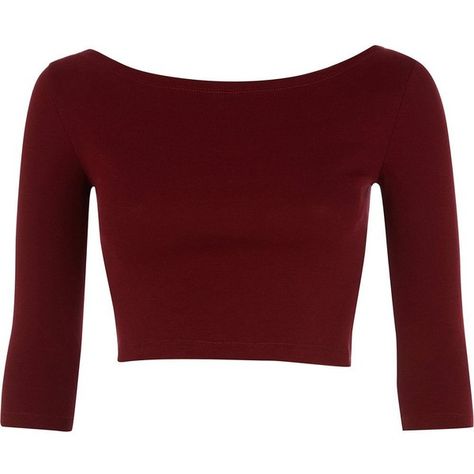 River Island Dark red 3/4 sleeve crop top (8.70 CAD) ❤ liked on Polyvore featuring tops, shirts, crop tops, t-shirts, sale, cut-out crop tops, red top, crop shirt, boat neck shirt and three quarter sleeve shirts Crop Tops Shirts, Three Quarter Sleeve Shirt, Boat Neck Shirt, Shirts Crop, Red Crop Top, Boat Neck Tops, Summer Crop Tops, Cropped Tops, Red Top