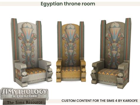 The Sims Resource - Simythology_kardofe_Egyptian throne room_Large throne Egyptian Throne Room Concept Art, Ts4 Throne Cc, Sims 4 Cc Throne, Sims 4 Throne, Sims 4 Egyptian Cc, Egyptian Throne, Oasis Springs, Sims 4 Beds, King On Throne