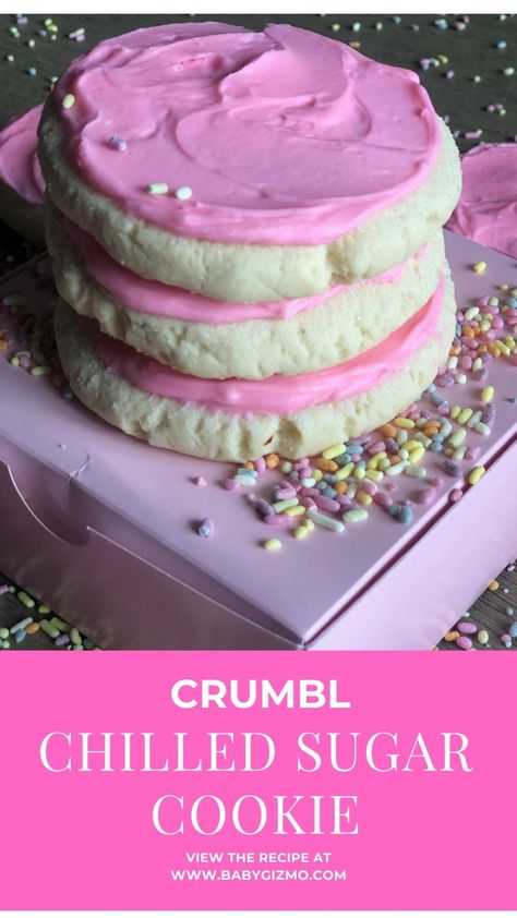 Crumble Sugar Cookie Copycat, Crumble Sugar Cookie Recipe, Crumbl Pink Sugar Cookie, Thick Sugar Cookies, Crumble Cookie Recipe, Crumbl Cookies, Pink Icing, Sweet Snacks Recipes, Bundt Cakes