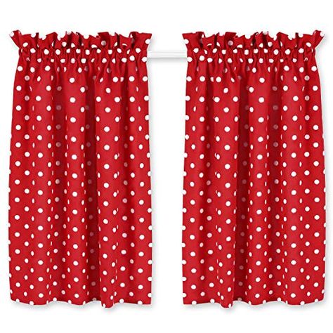 Vintage Kitchen Curtains, Polka Dot Curtains, Polka Dot Decor, Kitchen Textiles, Drape Panel, Lined Curtains, Dot Fabric, Cafe Curtains, Polka Dot Fabric