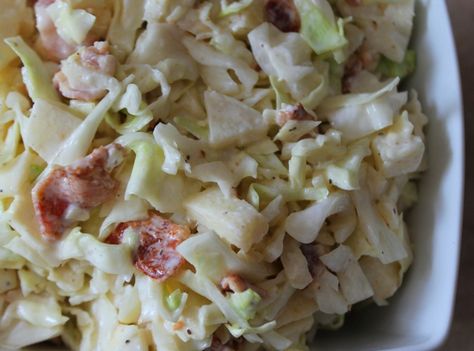 Apple Bacon Coleslaw – My Recipe Reviews Apple Bacon Coleslaw, Salad Bacon, Rack Of Pork, Sweet Dressing, Coleslaw Salad, Bacon Fries, Granny Smith Apples, Pinterest Recipes, Oven Roast