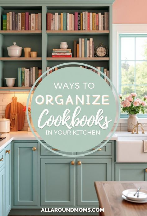 Organizing cookbooks efficiently maximizes kitchen space and enhances culinary accessibility. Clever storage solutions can transform your collection into a functional and visually appealing feature. From repurposing unused cabinets to creating custom shelving, there are numerous ways to display and protect your cherished recipe books. These methods not only improve accessibility but also safeguard your cookbooks from kitchen mishaps. Books In Kitchen Ideas, Kitchen Counter Cookbook Display, Cookbook Organization Ideas, Bookcase In Kitchen Ideas, Cookbooks In Kitchen Displaying, How To Display Cookbooks In Kitchen, Recipe Book Storage, Kitchen Cookbook Storage, Kitchen Cookbook Display