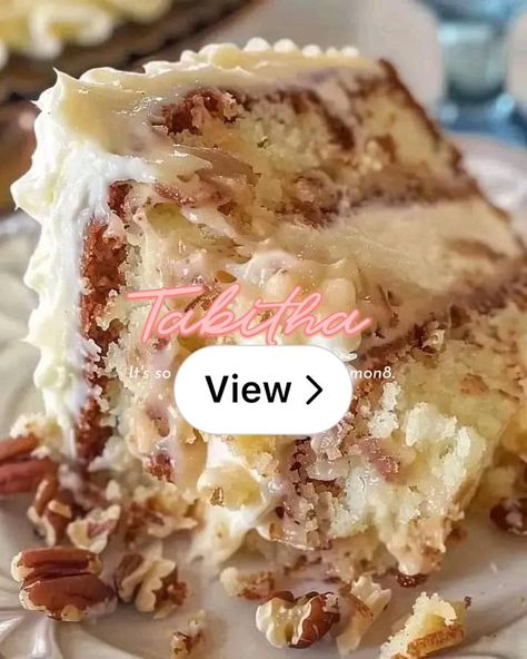 Lemon8 · White Chocolate Dream Cake with Coconut Pecan Fros · @Tabitha Chocolate Pecan Dream Cake, Chocolate Dream Cake, Yummy Cake Recipes, Cake With Coconut, Coconut Pecan Frosting, German Cake, White Chocolate Cake, Coconut Frosting, Coconut Pecan