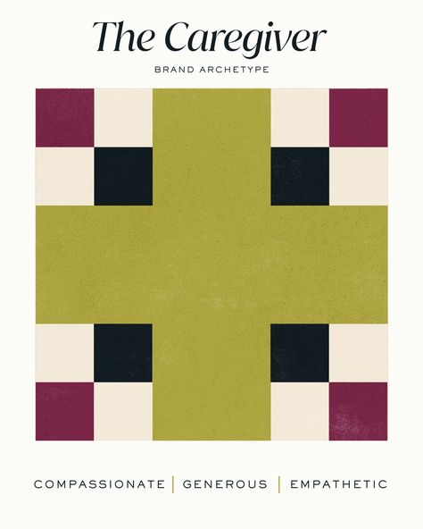 Caregiver brands are devoted to supporting and advocating for others. They are friendly, generous and radiate a conscious optimism in the world. Customers gravitate to Caregiver brands because they make them feel seen, heard and supported. They are reassured by their calm and nourishing presence. Caregiver Archetype, Brand Archetypes, Reference Book, Caregiver, Color Combos, Brand Identity, Color Combinations, Mood Board, Branding