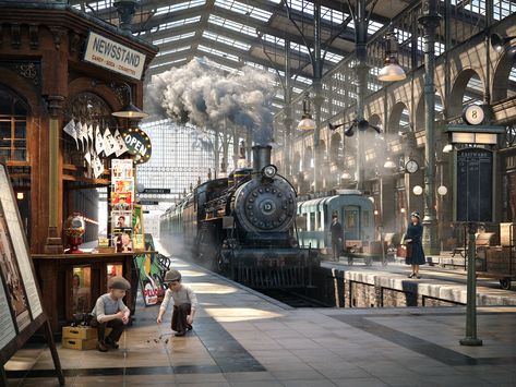 Old Train Station, Train Art, Old Trains, Old Train, Train Pictures, Vintage Train, Architecture Old, Steam Engine, Train Tracks